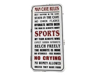 Country Tin Sign Vintage Enamel Wall Art MAN CAVE RULES Plaque