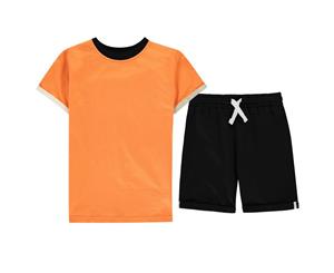 Crafted Boys Shorts Pants Bottoms Set Junior - Orange/Black