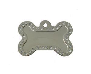 Crystal Bone ID Tag - Silver