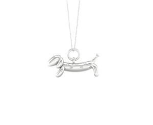 De Couer Sterling Silver Diamond Balloon Dog Pet Necklace (1/20CT TDW H-I Color I2 Clarity)