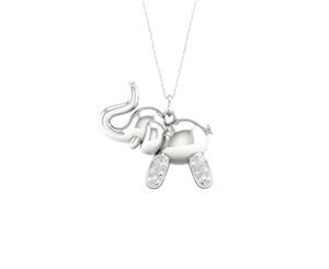 De Couer Sterling Silver Diamond Balloon Elephant Pet Necklace (1/10CT TDW H-I Color I2 Clarity)