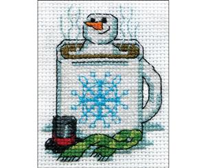 Design Works Counted Cross Stitch Kit 2inch X3inch Cocoa Snowman (14 Count)