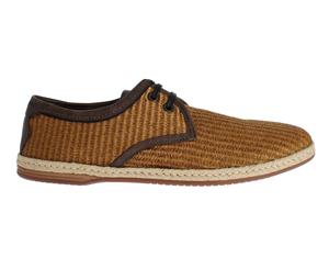 Dolce & Gabbana Brown Woven Raffia Leather Laceup Shoes