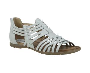 Earth Shoes Womens Bonfire Comfort Zip Up Casual Sandals in Off White Leather