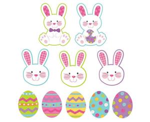 Easter Mini Eggs & Bunny's Assorted Cutouts Glittered 10 Pack