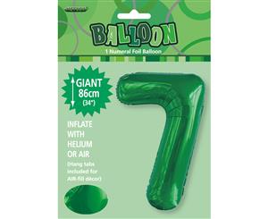 Emerald Green 7 Numeral Foil Balloon 86cm