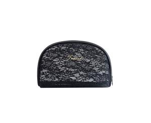 Flower Lace Pattern Travel Cosmetic Bag Toiletry Clutch - Black