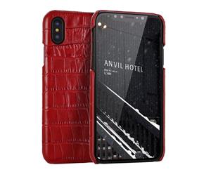 For iPhone XS MAX CoverGenuine Crocodile Leather Back Shell Phone CaseRed