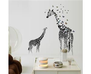 Giraffe Butterfly Decals Wall Sticker (Size130cm x 115cm)