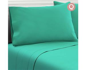 Giselle Bedding 1000TC Queen Microfiber Bed Sheet Fitted Flat Pillowcases Aqua