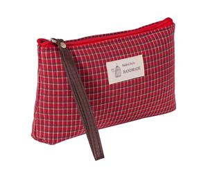 Grid Travel Toiletry Bag for Women - Red