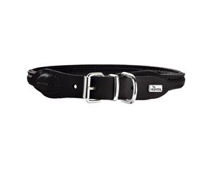 Hunter Rolled Elk Leather Dog Collar Reduces Tangling & Irritation - Black