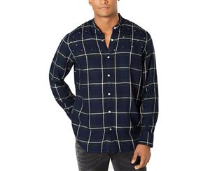 INC Mens Blue US Size 2XL Button Down Plaid Star Studded Woven Shirt