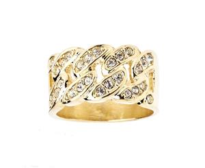 Iced Out Bling Hip Hop Designer Ring - CUBAN CHAIN gold