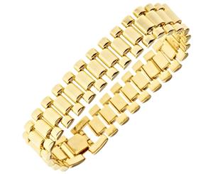 Iced Out Hip Hop Bling Bracelet - LINK 15mm gold - Gold