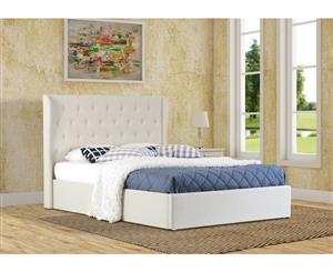 Istyle Wimbledon King Gas Lift Ottoman Storage Bed Frame Fabric Beige