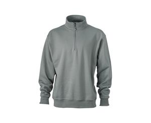 James And Nicholson Unisex Workwear Half Zip Sweatshirt (Dark Grey) - FU275