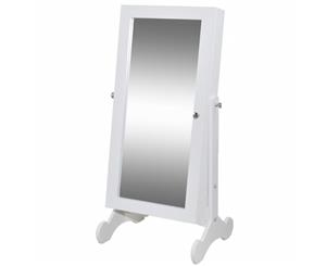 Jewelry Cabinet with LED Light and Mirror Door White Organiser Chest