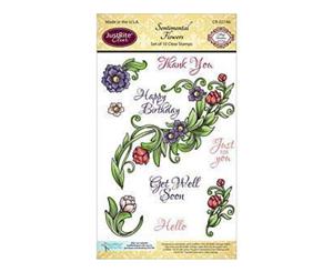 Justrite Papercraft Clear Stamp Set 4In. X6in. Sentimental Flowers