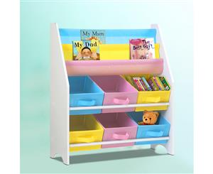 Keezi Kids Bookcase Childrens Bookshelf Toy Storage Organizer 2 Tiers Shelves