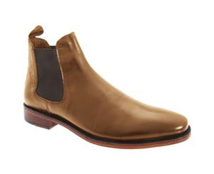 Kensington Classics Mens Twin Gusset All Leather Chelsea Boots (Tan) - DF755