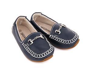 Kids Leather Loafers in Navy