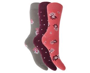 Lady Lara Womens/Ladies Thermal Socks (3 Pairs) (Purple Dots) - W510