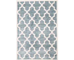 Lattice Pattern Light Blue White Rug