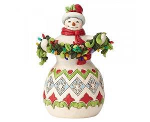 Make The Season Bright - Snowman with String of Lights Figurine