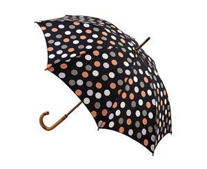 Manual Wood Umbrella Black Polka Dots