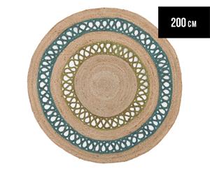 Maple & Elm 200cm Summer Loop Jute Rug - Turquoise/Green