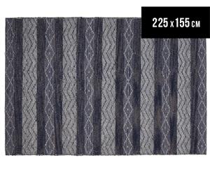 Maple & Elm 225x155cm Wool & Jute Flatweave Rug - Navy