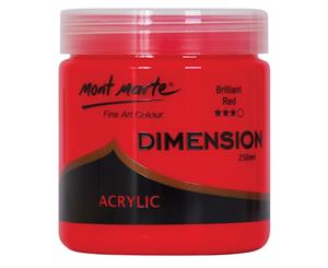 Mont Marte Dimension Acrylic Paint 250ml Pot - Brilliant Red