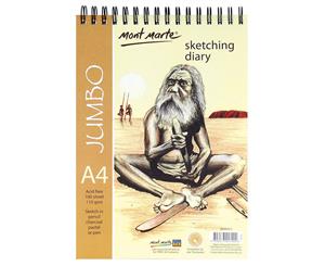 Mont Marte Jumbo Sketching Diary Spiral Bound White Paper A4 110gsm 100 Sheet