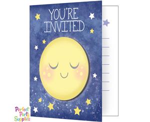 Moon Stars Space Party Supplies Invitations 8 Pack