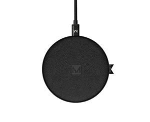 Moyork WATT 5/7.5/10W QI Fast Non-Slip High Grade Aluminum Wireless Charging Pad Raven Black Leather