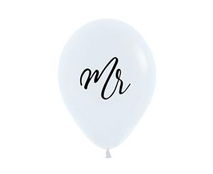 Mr Fashion White 30cm Latex Balloons Black Ink 50pk