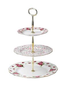 New Country Roses White 3 Tier Cake Stand