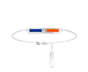 New York Islanders Diamond Link Bracelet For Women In Sterling Silver Design by BIXLER - Sterling Silver