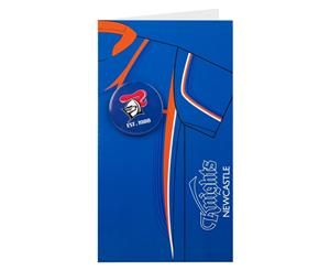 Newcastle Knights NRL Birthday Greeting Card with Badge