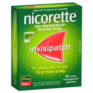 Nicorette Quit Smoking 16hr Invisipatch 25mg 28 Patches