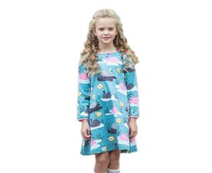 Oobi Girls' Kenzie Dress Teal Swan