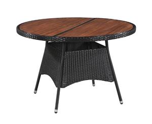 Outdoor Dining Table Poly Rattan and Solid Acacia Wood 115x74cm Garden