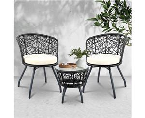 Outdoor Furniture Rattan Bistro Set Chair Patio Garden Wicker Cushion Gardeon