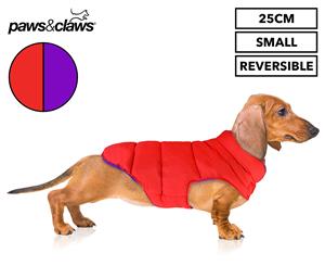 Paws & Claws 25cm Reversible Pet Puffer Jacket - Red/Purple