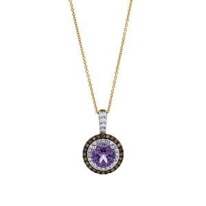 Pendant with Amethyst & 0.35 Carat TW of Diamonds in 14ct Yellow White & Rose Gold