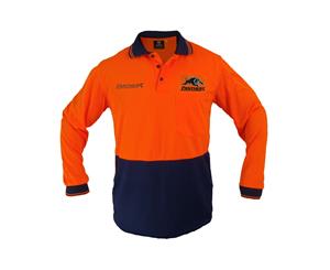 Penrith Panthers NRL LONG Sleeve HI VIS Polo Work Shirt Orange Navy