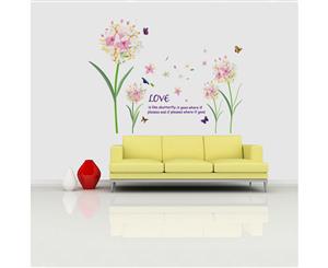 Pink Flower Decals Wall Sticker (Size 90cm x 60cm)