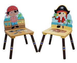 Pirate Island Kids' 57cm 2-Chair Set - Brown/Yellow