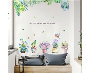 Pot Plants Spring Foliage Decals Wall Sticker (Size 100cm x 84cm)